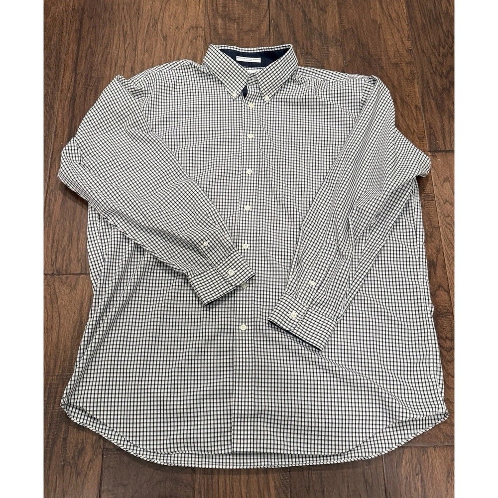 Paul Fredrick Mens‎ Dress Shirt 18 1/2 - 37 Black Grey White Check